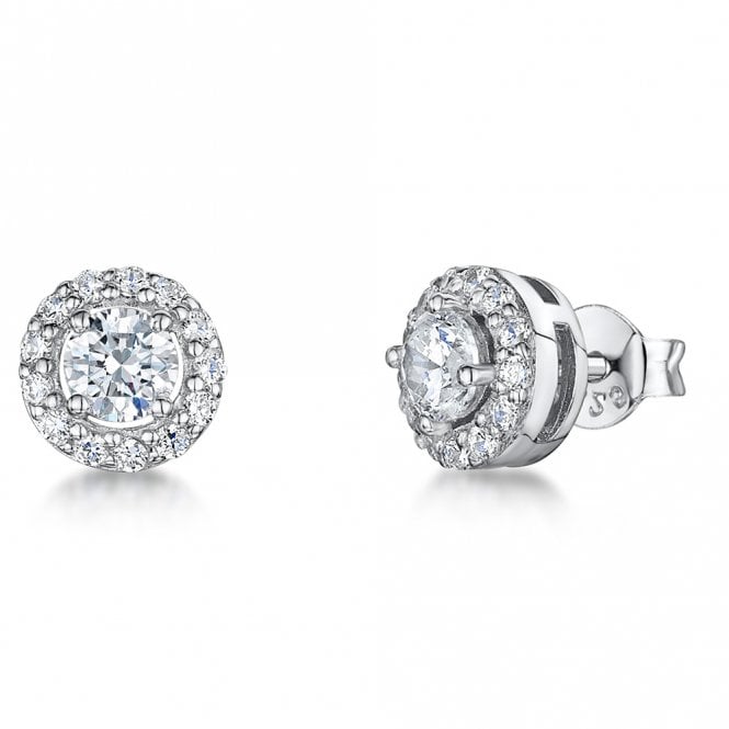 Silver and sky blue cubic zirconia stud earrings by Jenny Brown