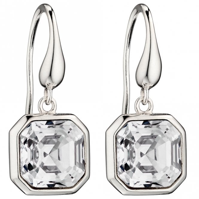 Silver and Swarovski crystal drop earrings