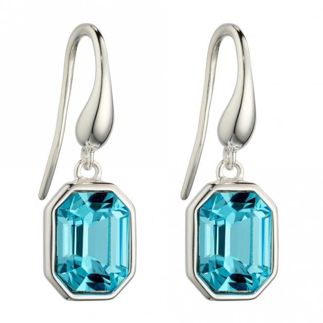 Silver and Turquoise Crystal Drop Earrings