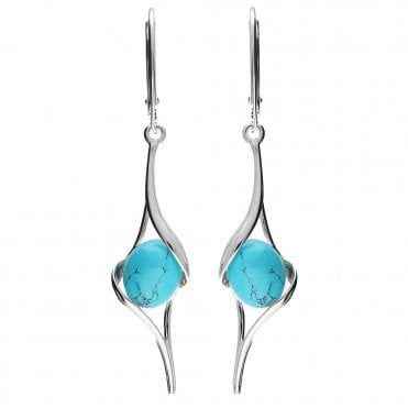 Silver and turquoise drop earrings