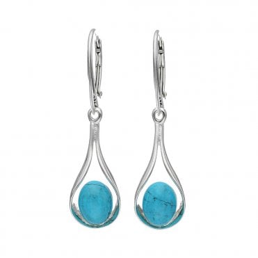 Silver and turquoise drop earrings