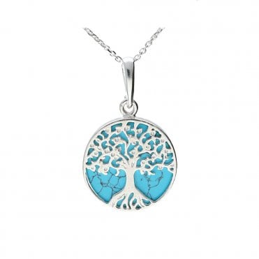 Silver and turquoise pendant and chain