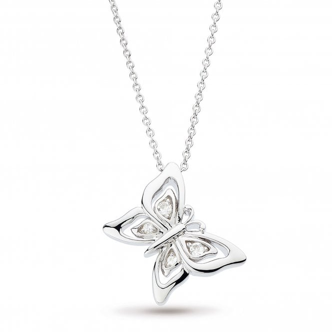 Silver and White Topaz Butterfly Necklace by Kit Heath