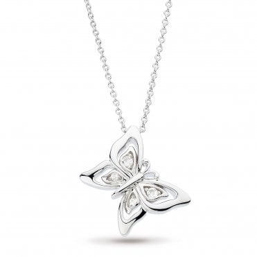 Silver and White Topaz Butterfly Necklace by Kit Heath