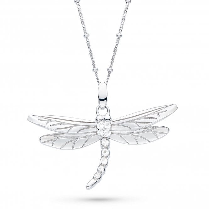 Silver and White Topaz Dragonfly Necklace by Kit Heath