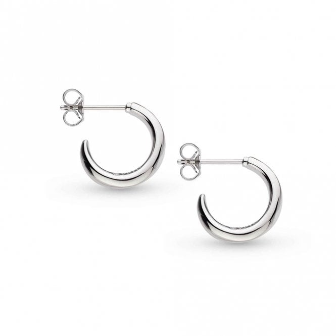 Silver Bevel Cirque Semi Hoop Earrings by Kit Heath