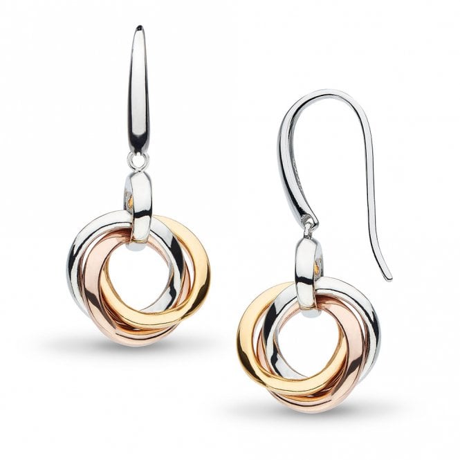 Silver Bevel Trilogy Golds Drop Earrings by Kit Heath