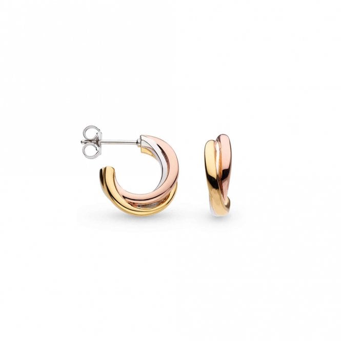 Silver Bevel Trilogy Golds Semi Hoop Earrings by Kit Heath