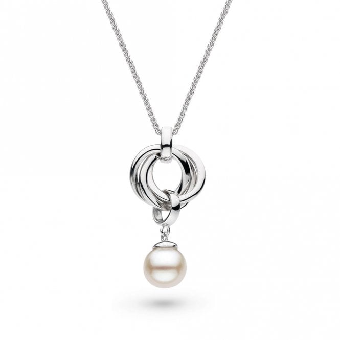 Silver Bevel Trilogy Pearl Necklace by Kit Heath