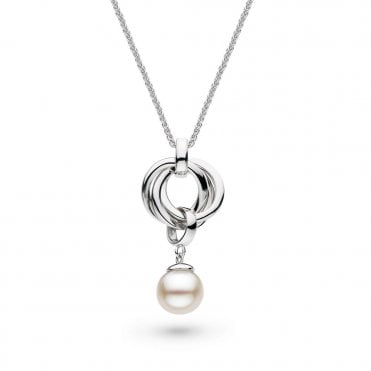 Silver Bevel Trilogy Pearl Necklace by Kit Heath