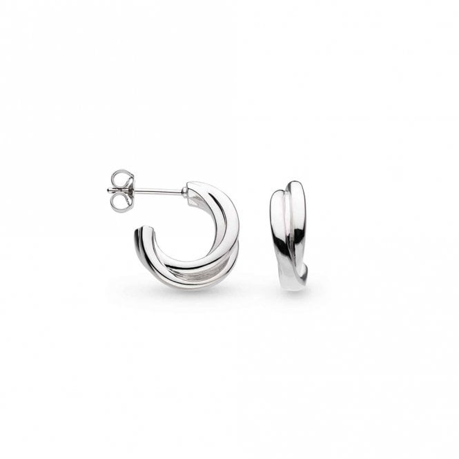 Silver Bevel Trilogy Semi Hoop Earrings by Kit Heath