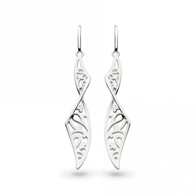 Silver Blossom Flourish Twist Drop Earrings by Kit Heath