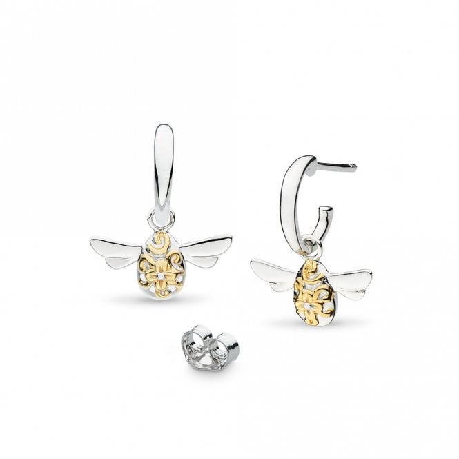 Silver Blossom Flyte Honey Bee Hoop Earrings by Kit Heath