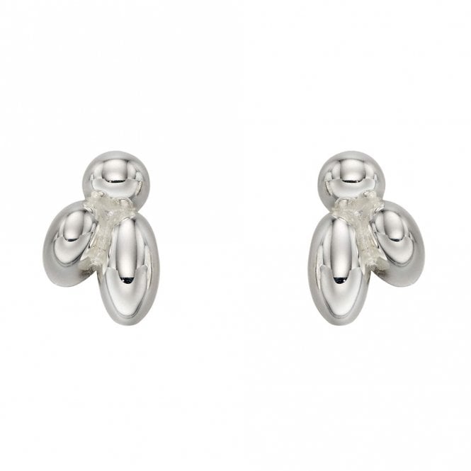 Silver Bud Cluster Stud Earrings