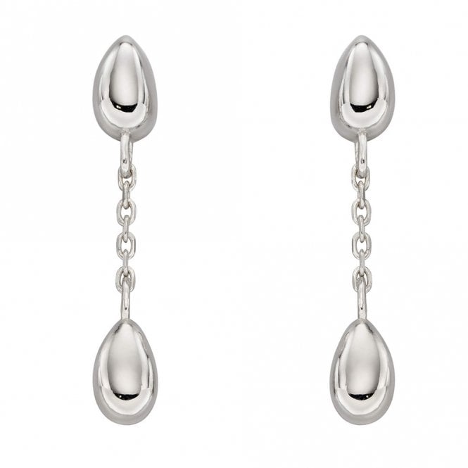 Silver Bud Drop Earrings