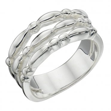 Silver Bud Triple Strand Ring