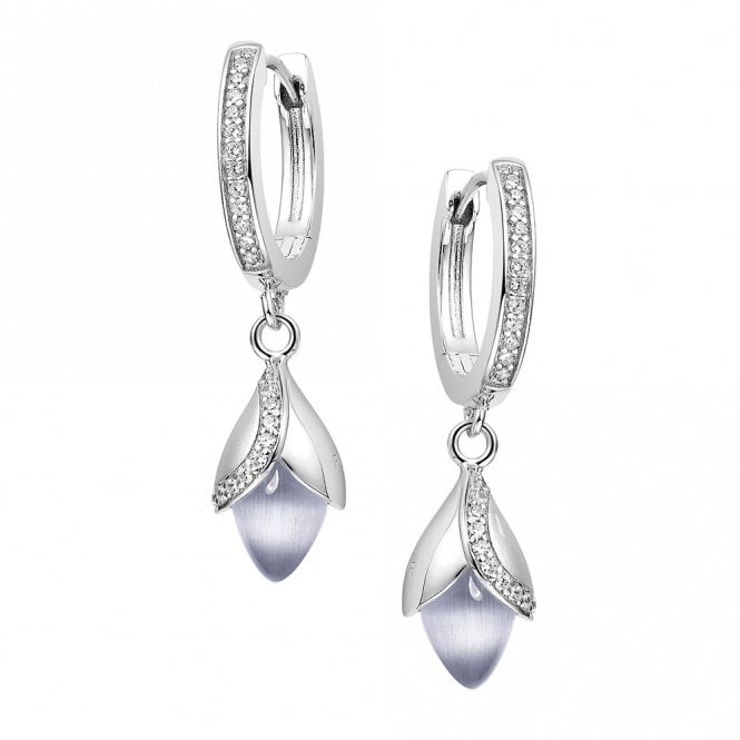 Silver cats eye Magnolia drop earrings by Fei Liu