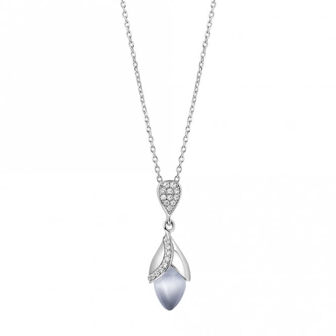 Silver cats eye Magnolia pendant and chain by Fei Liu