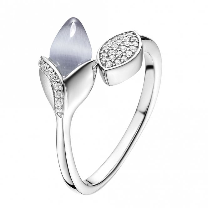 Silver cats eye Magnolia ring by Fei Liu