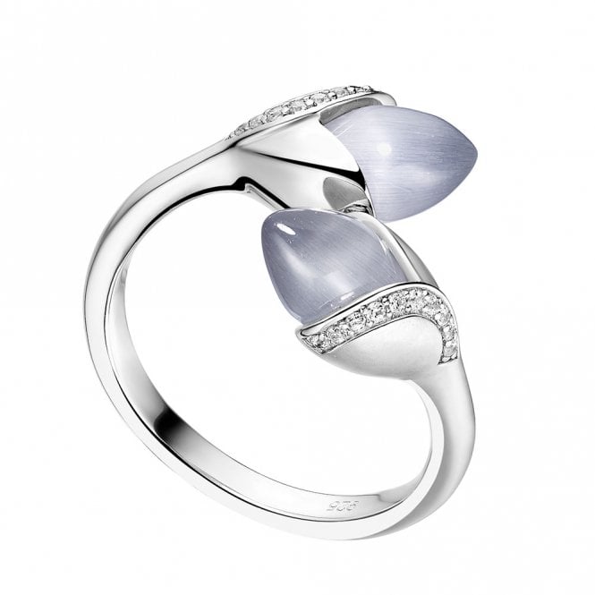 Silver cats eye Magnolia ring by Fei Liu