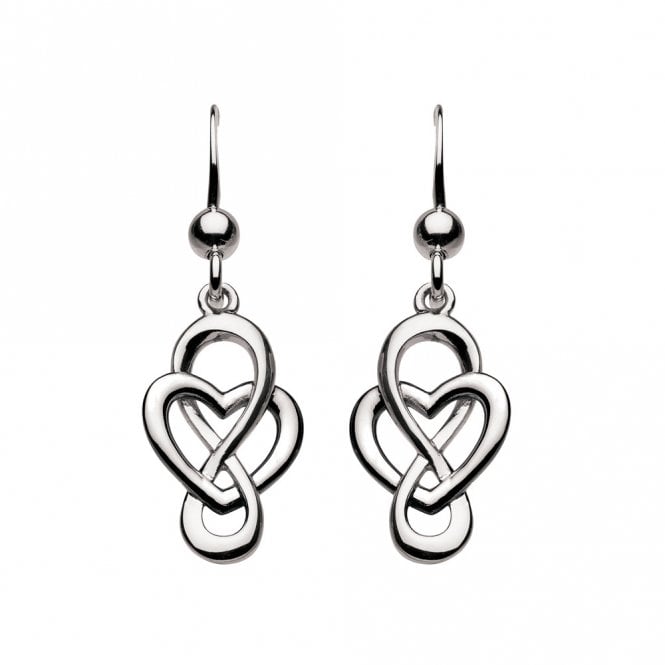 Silver celtic heart drop earrings by Kit Heath