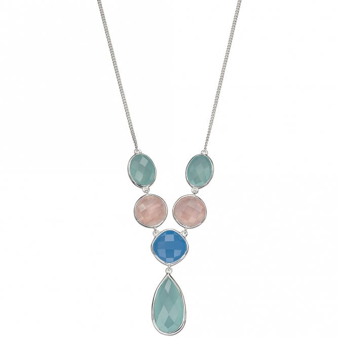 Silver chalcedony and rose quartz necklace