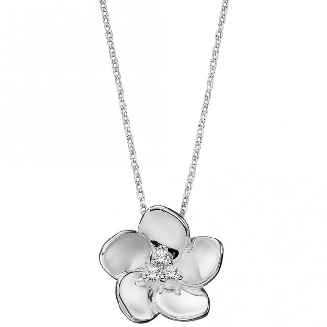 Silver cherry blossom necklace