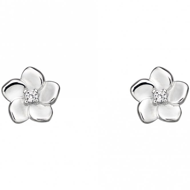 Silver cherry blossom studs