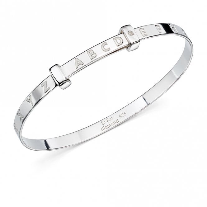 Silver childrens alphabet bangle