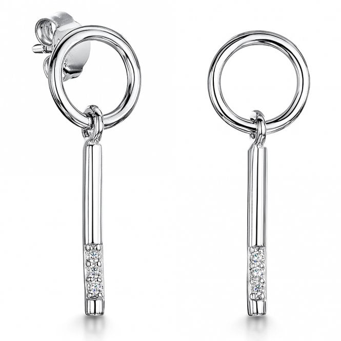 Silver circle drop earrings by Jools