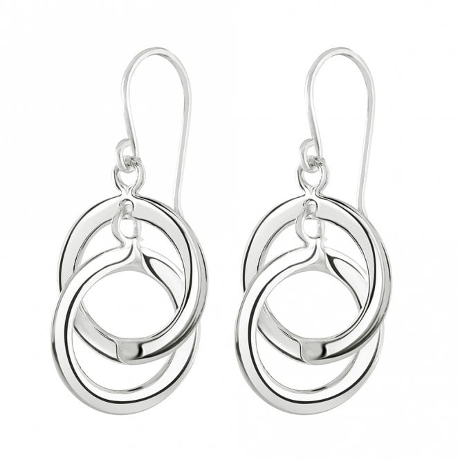 Silver circle drop earrings by Kit Heath