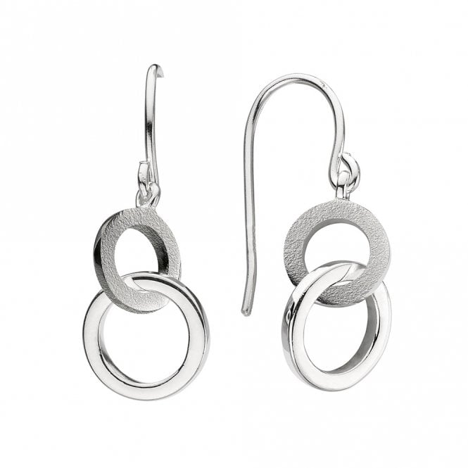 Silver circle drop earrings by Kit Heath