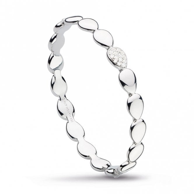 Silver Coast Pebble Glisten Hinged Bangle by Kit Heath