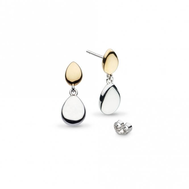 Silver Coast Pebble Golden Drop Earrings by Kit Heath