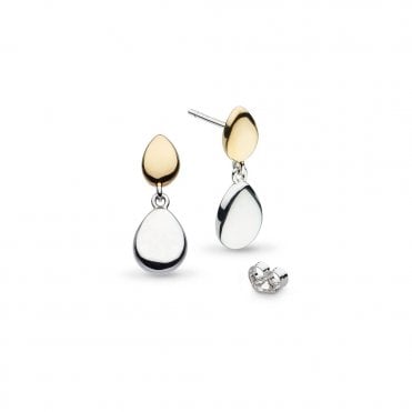 Silver Coast Pebble Golden Drop Earrings by Kit Heath