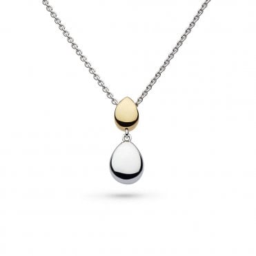 Silver Coast Pebble Golden Droplet Necklace by Kit Heath