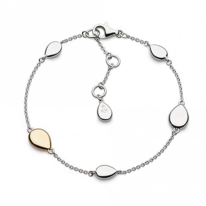Silver Coast Pebble Golden Station Bracelet by Kit Heath