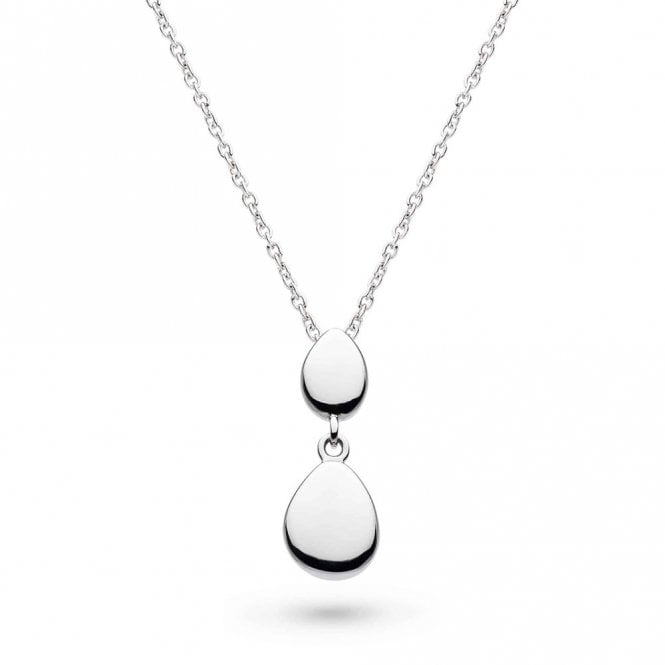 Silver Coast Pebbles Double Droplet Necklace by Kit Heath