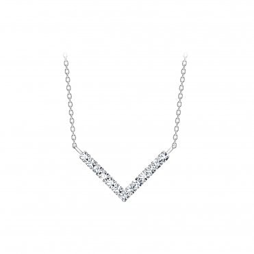 Silver Crystal Chevron necklet by Dew