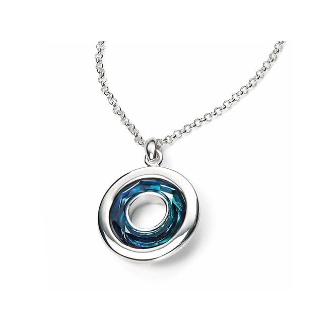Silver crystal circle necklace