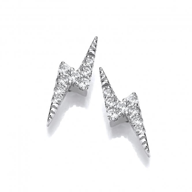 Silver Cubic Ziconia Lightning stud earrings