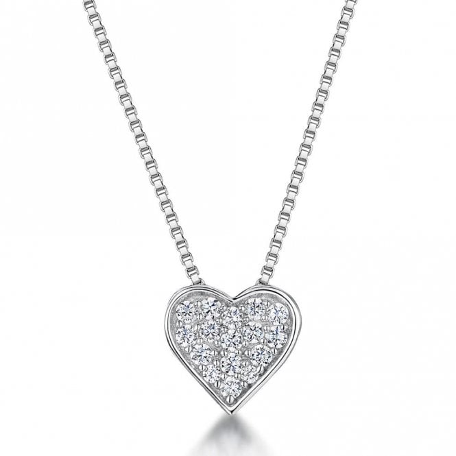 Silver cubic zirconia heart necklace by Jenny Brown