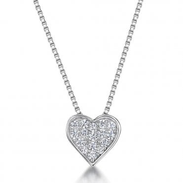 Silver cubic zirconia heart necklace by Jenny Brown