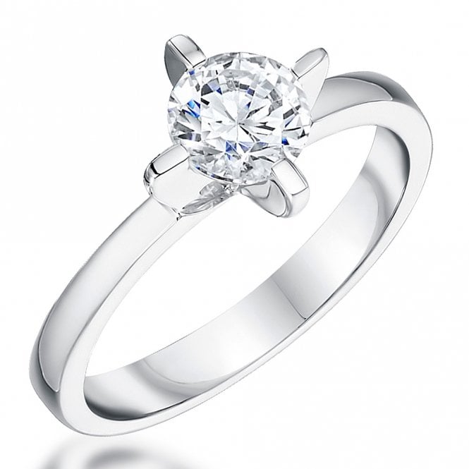 Silver cubic zironia solitaire ring by Jools