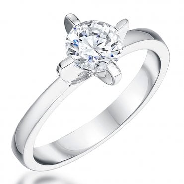 Silver cubic zironia solitaire ring by Jools