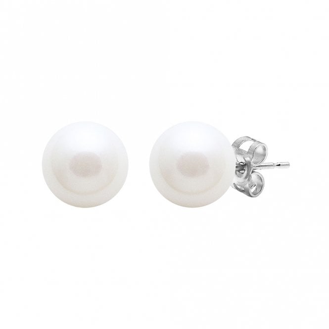 Silver cultured pearl earrings