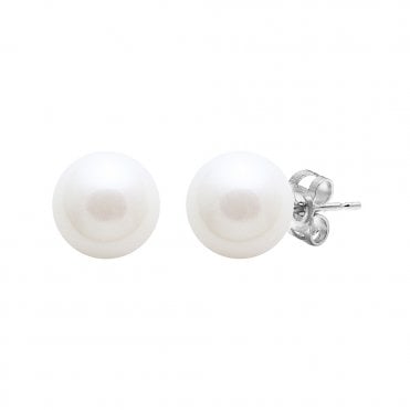 Silver cultured pearl earrings