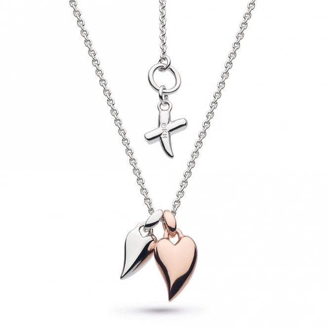 Silver Desire Kiss Mini Twinned Hearts Necklace by Kit Heath
