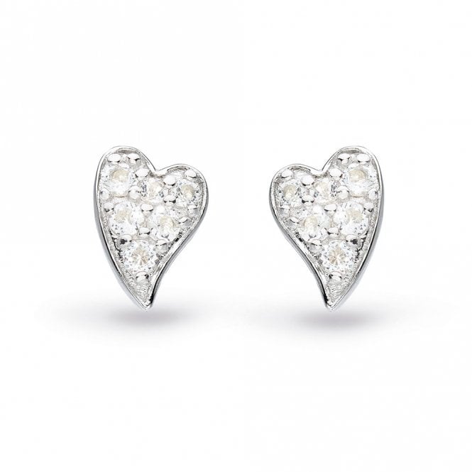 Silver Desire Lust Precious Pave Heart Earrings by Kit Heath