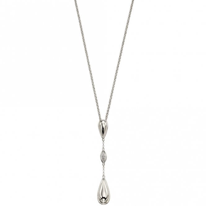 Silver double drop pendant and chain